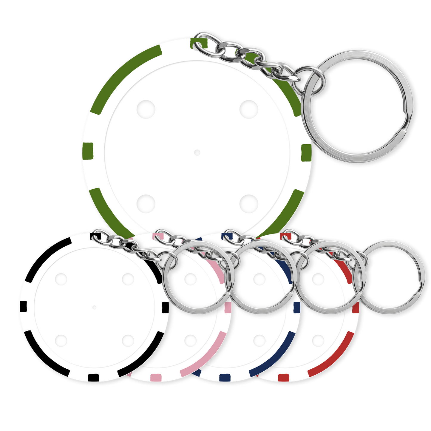 8-stripe poker chip keyring in 5 colors - Insert ready