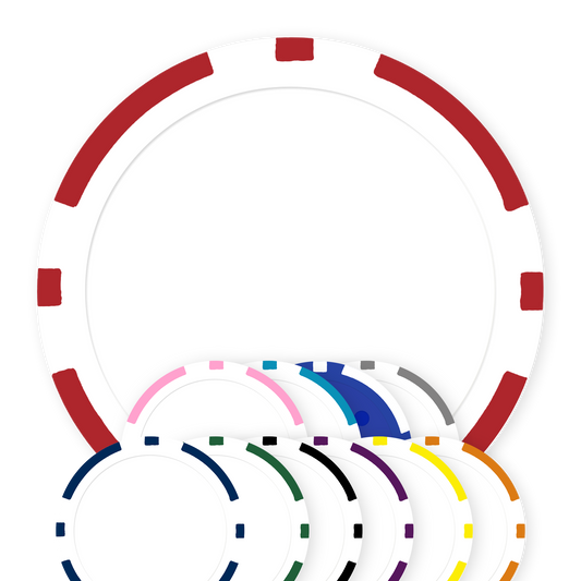 8-Stripe 11 .5 gram clay composite poker chips, UV direct print & insert ready