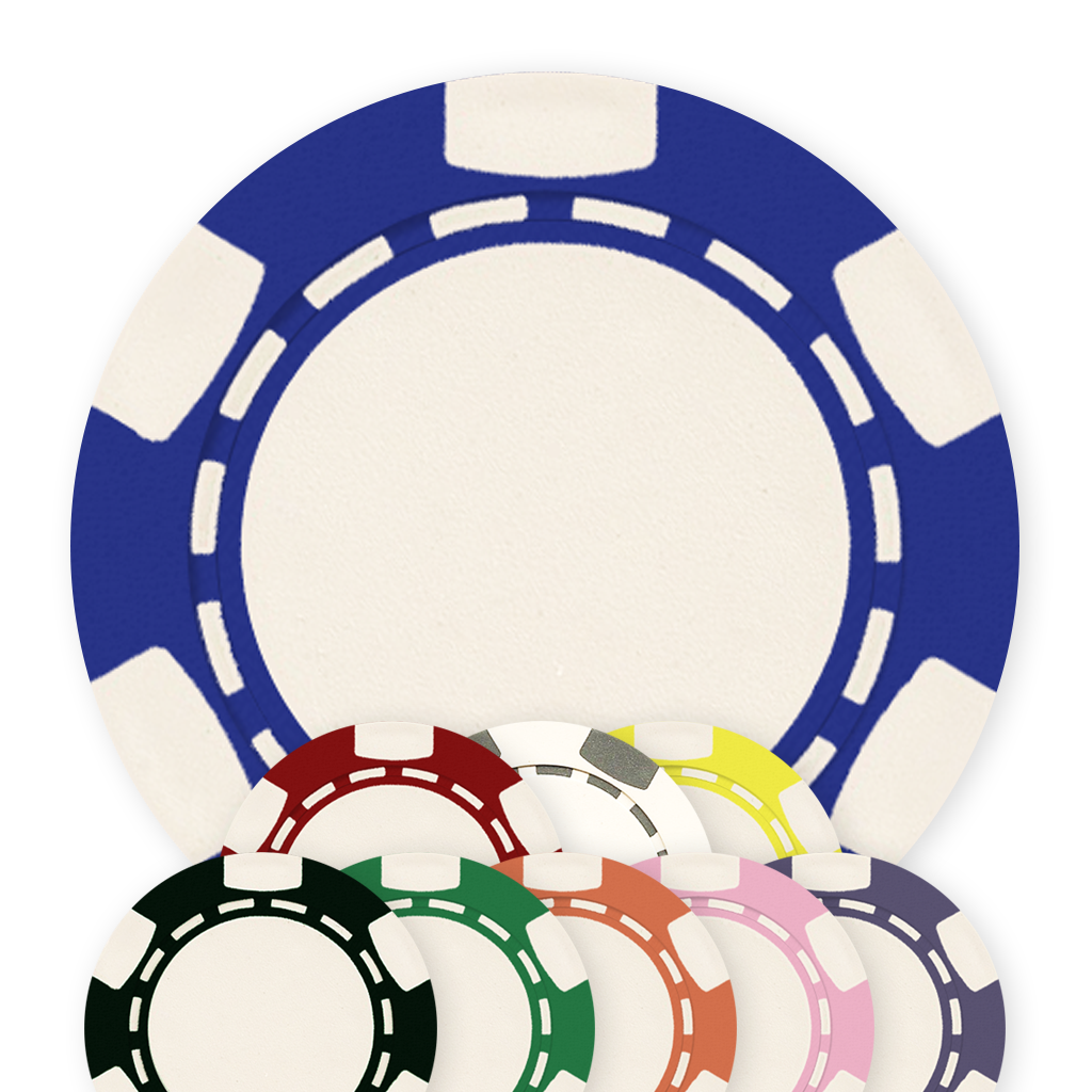 8 colors 11 .5 gram clay composite poker chip with classic 6-stripe design - UV direct print & foil-stamp ready