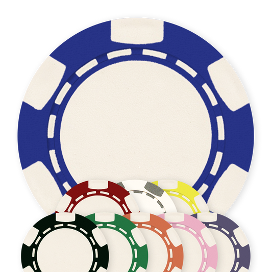 8 colors 11 .5 gram clay composite poker chip with classic 6-stripe design - UV direct print & foil-stamp ready