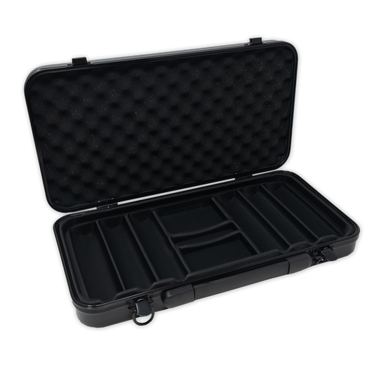 Interior view of ABS Polycarbonate poker chips case with room for 300 chips