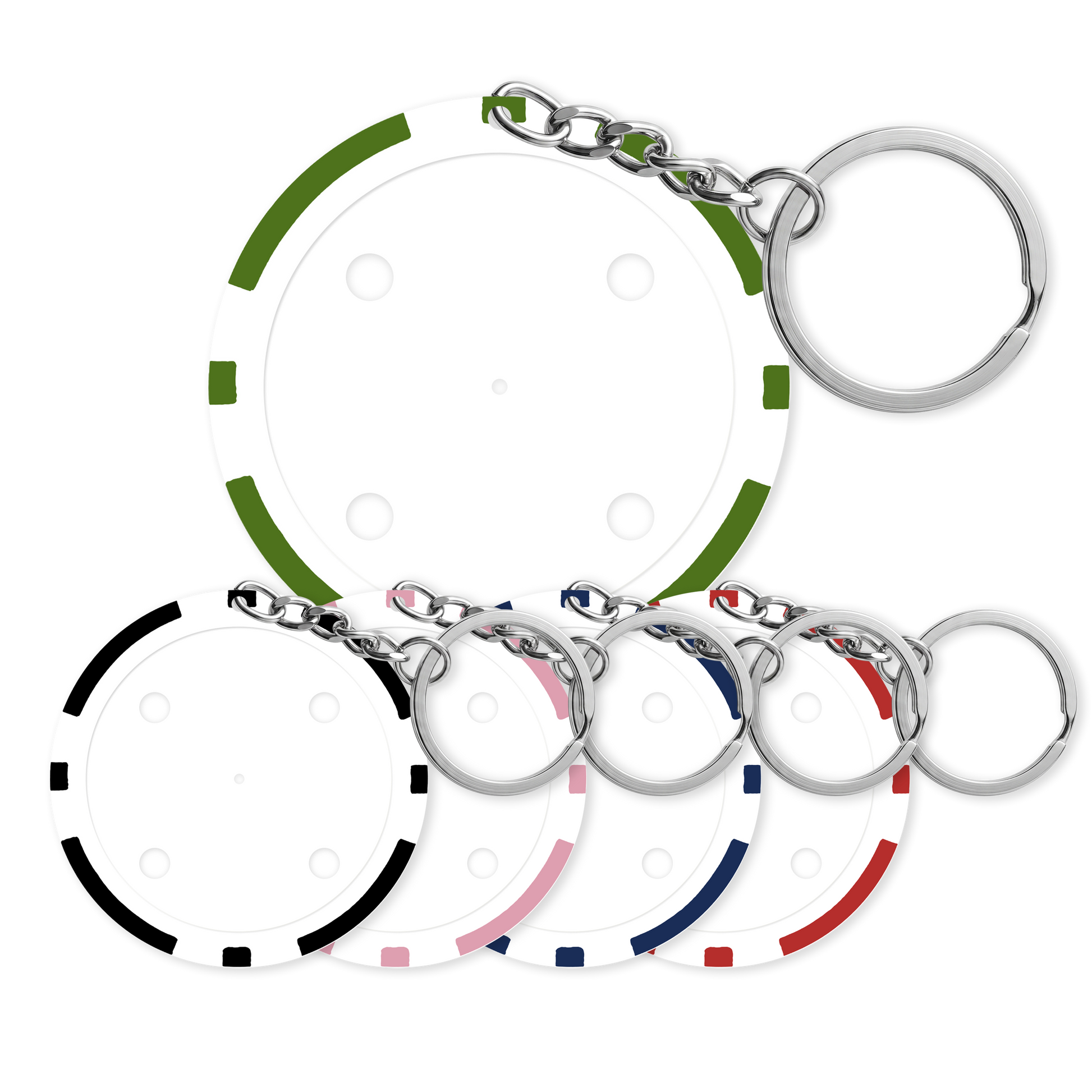 8-stripe poker chip keyring in 5 colors - Insert ready