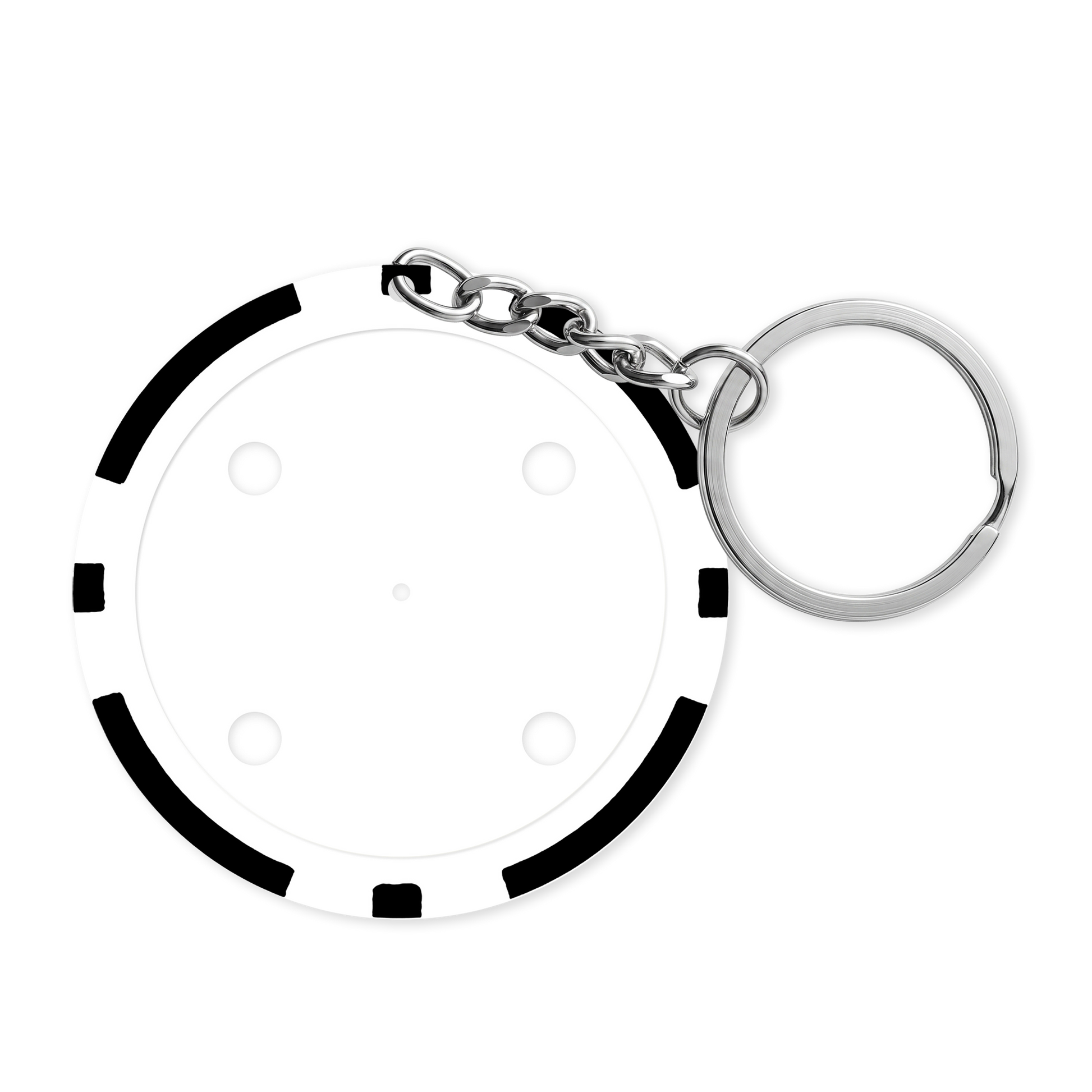 Black 8-stripe poker chip keyring - Insert ready