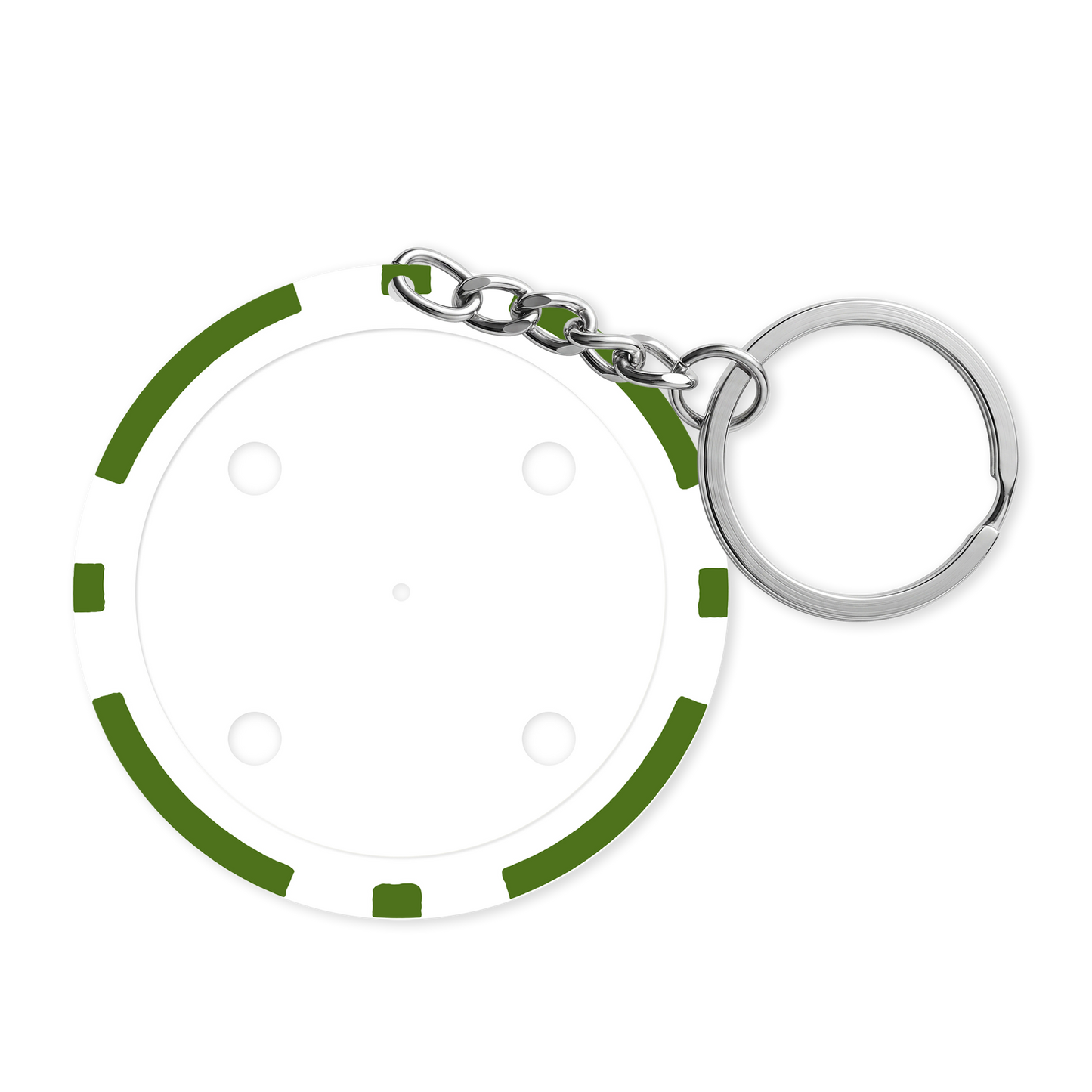 Green 8-stripe poker chip keyring - Insert ready