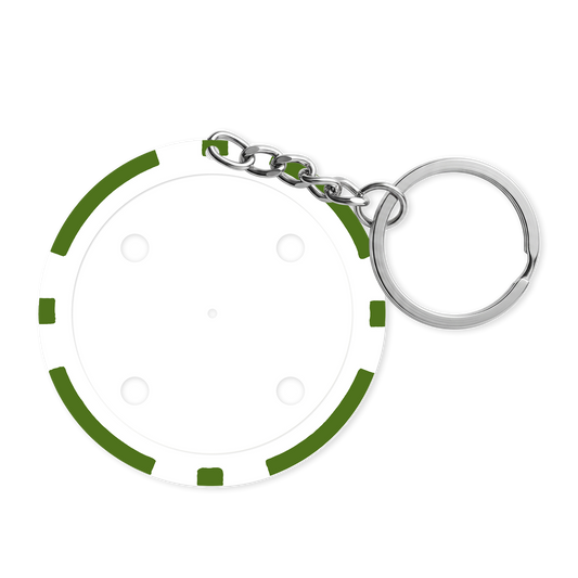 Green 8-stripe poker chip keyring - Insert ready