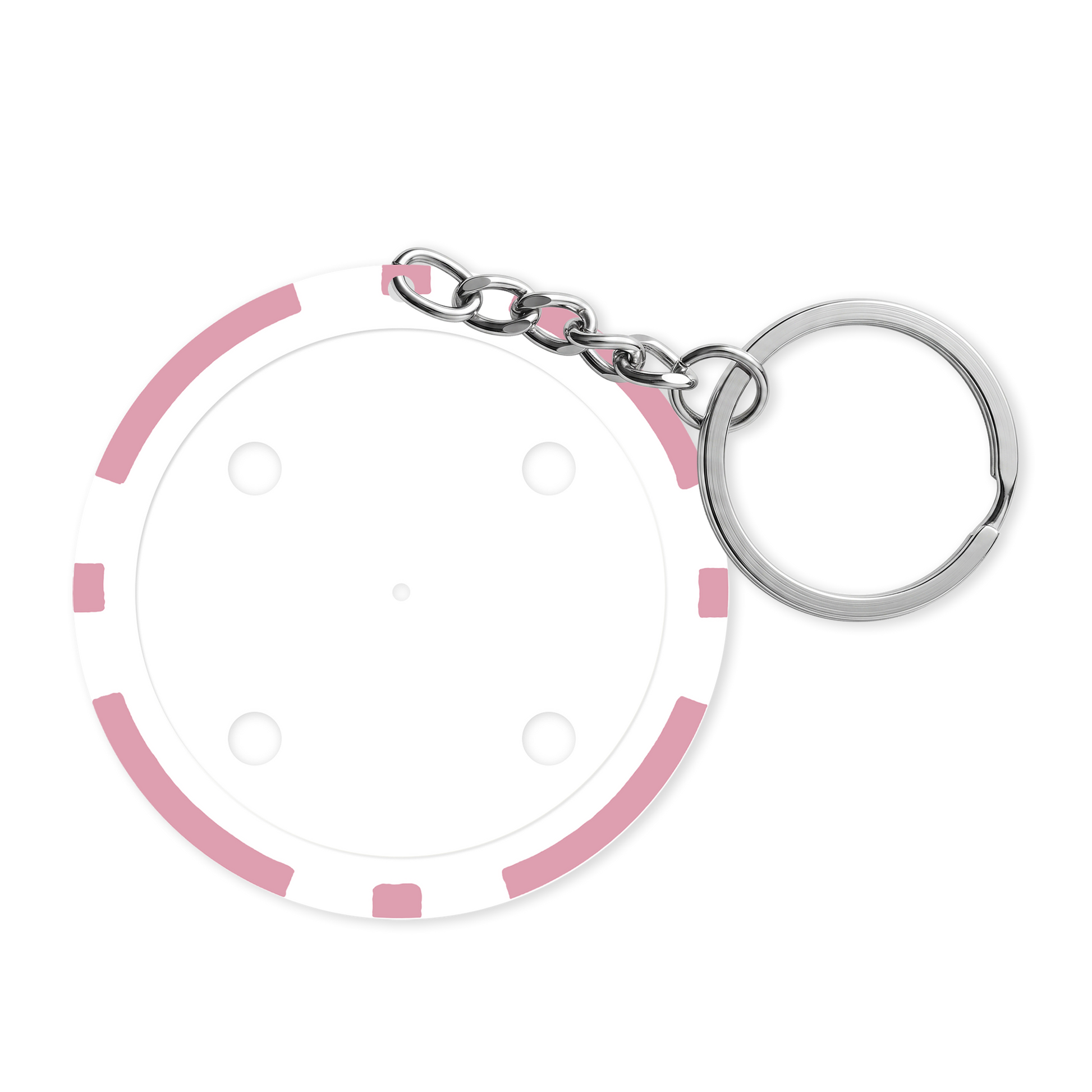 Pink 8-stripe poker chip keyring - Insert ready