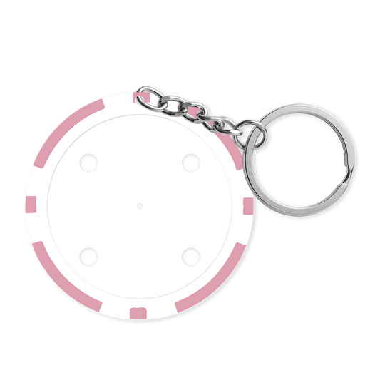 Pink 8-stripe poker chip keyring - Insert ready