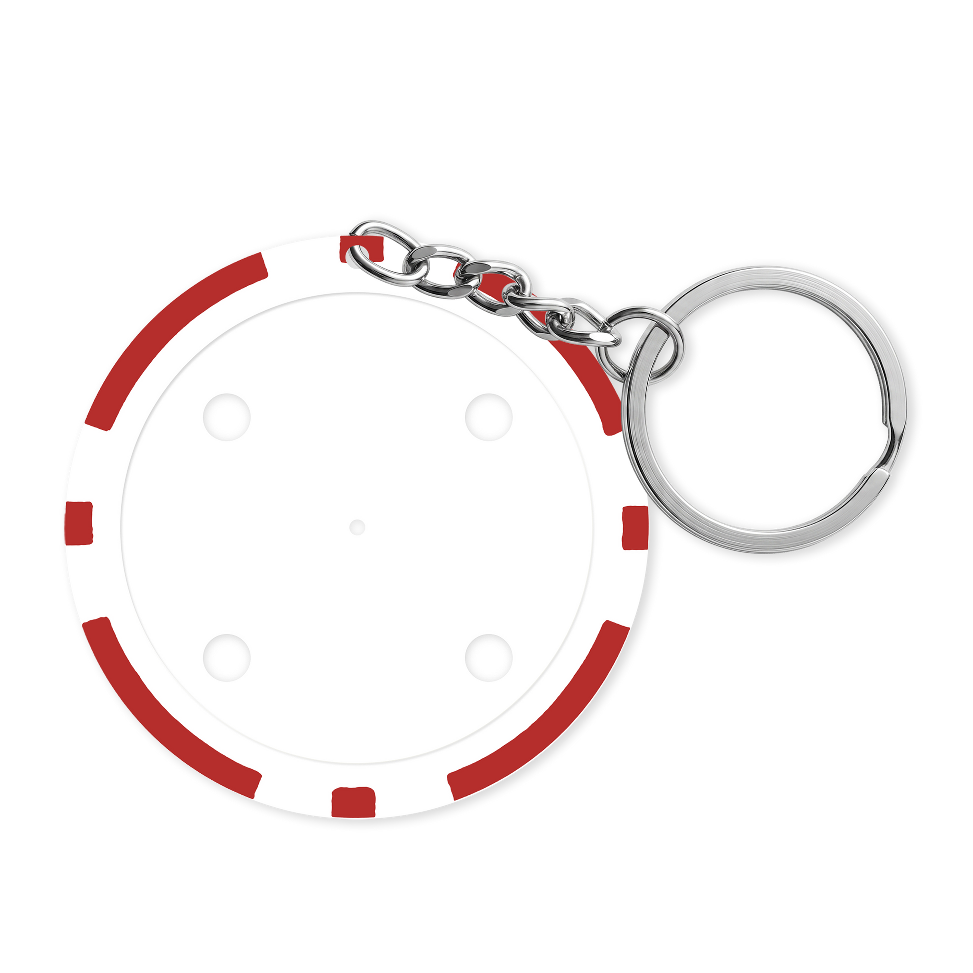Red 8-stripe poker chip keyring - Insert ready