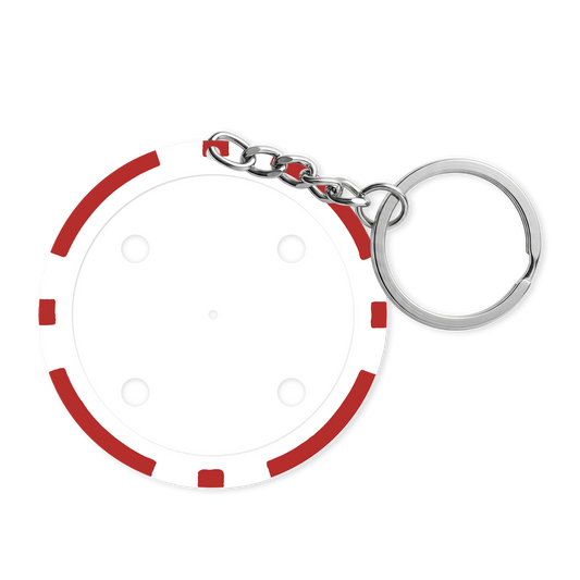 Red 8-stripe poker chip keyring - Insert ready