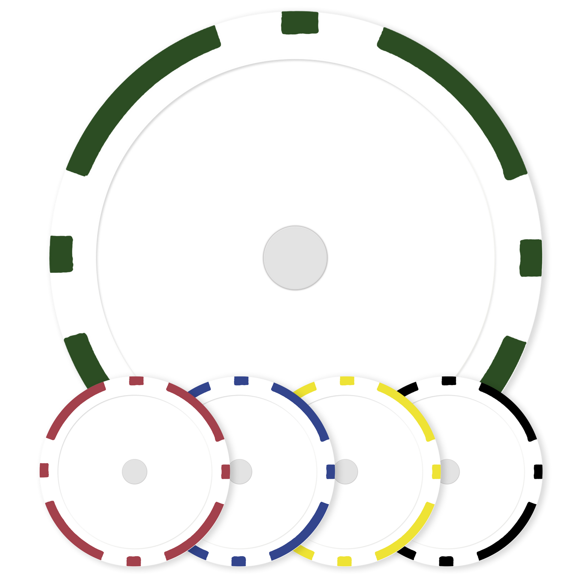 8-Stripe 11 .5 gram clay composite magnetic poker chips in 5 colors  - Insert ready