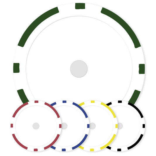 8-Stripe 11 .5 gram clay composite magnetic poker chips in 5 colors  - Insert ready