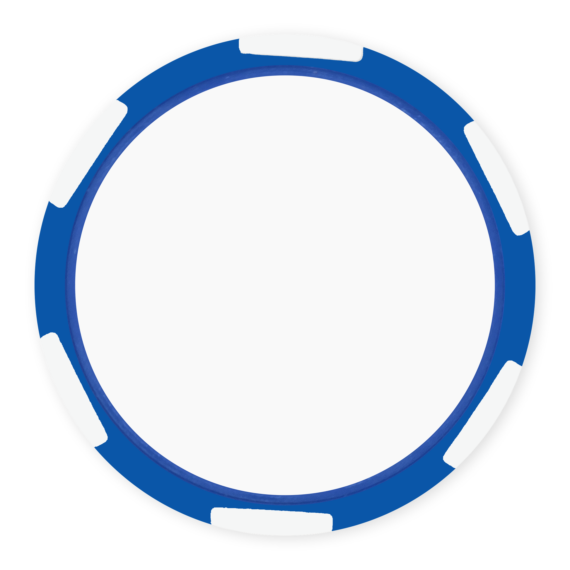 Blue 11 gram clay composite poker chip with six stripes, UV direct print ready
