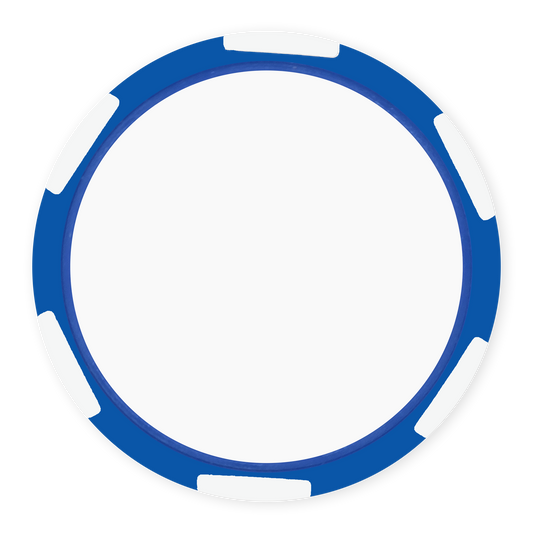 Blue 11 gram clay composite poker chip with six stripes, UV direct print ready
