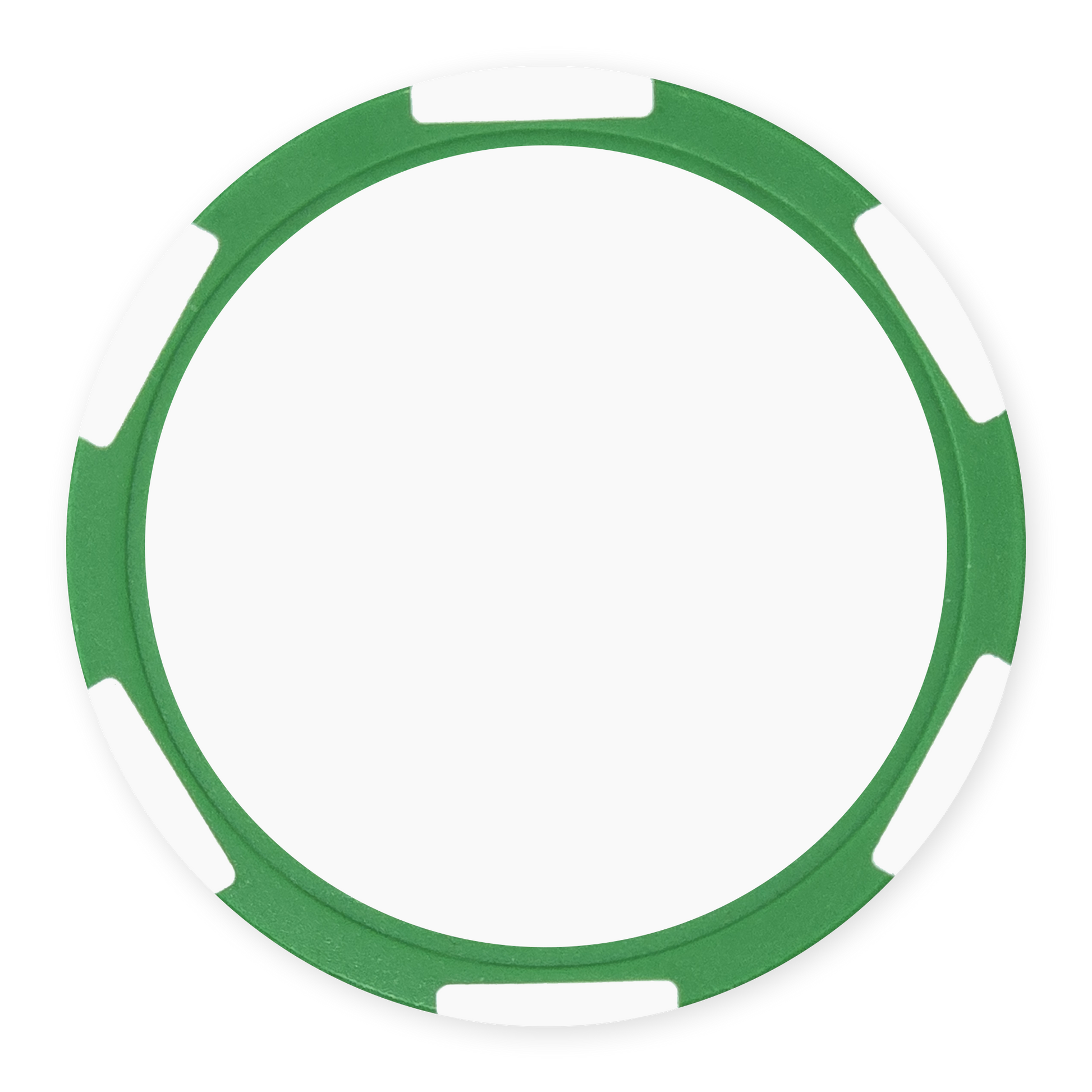 Green 11 gram clay composite poker chip with six stripes, UV direct print ready
