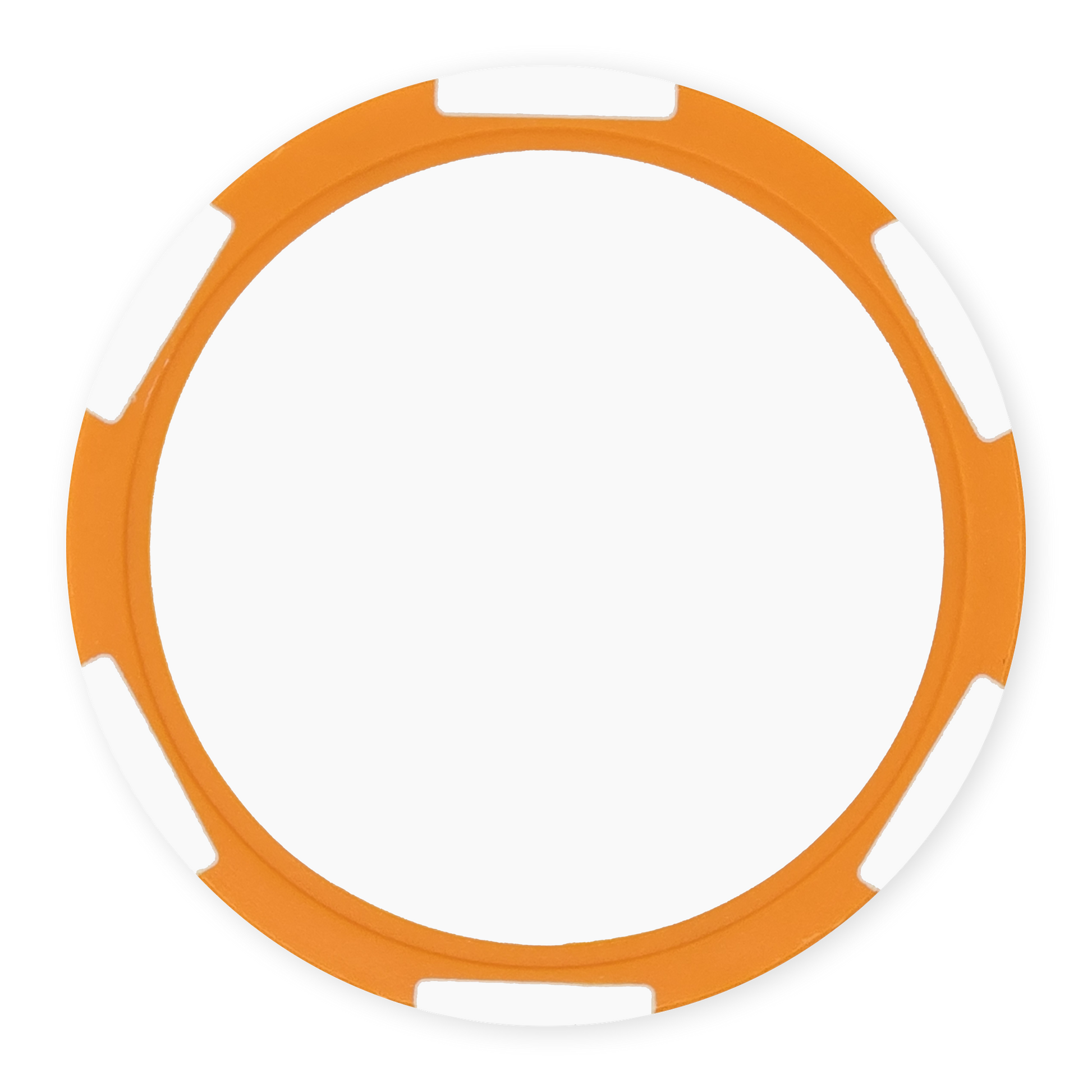Orange 11 gram clay composite poker chip with six stripes, UV direct print ready
