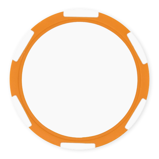 Orange 11 gram clay composite poker chip with six stripes, UV direct print ready
