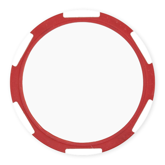 Red 11 gram clay composite poker chip with six stripes, UV direct print ready
