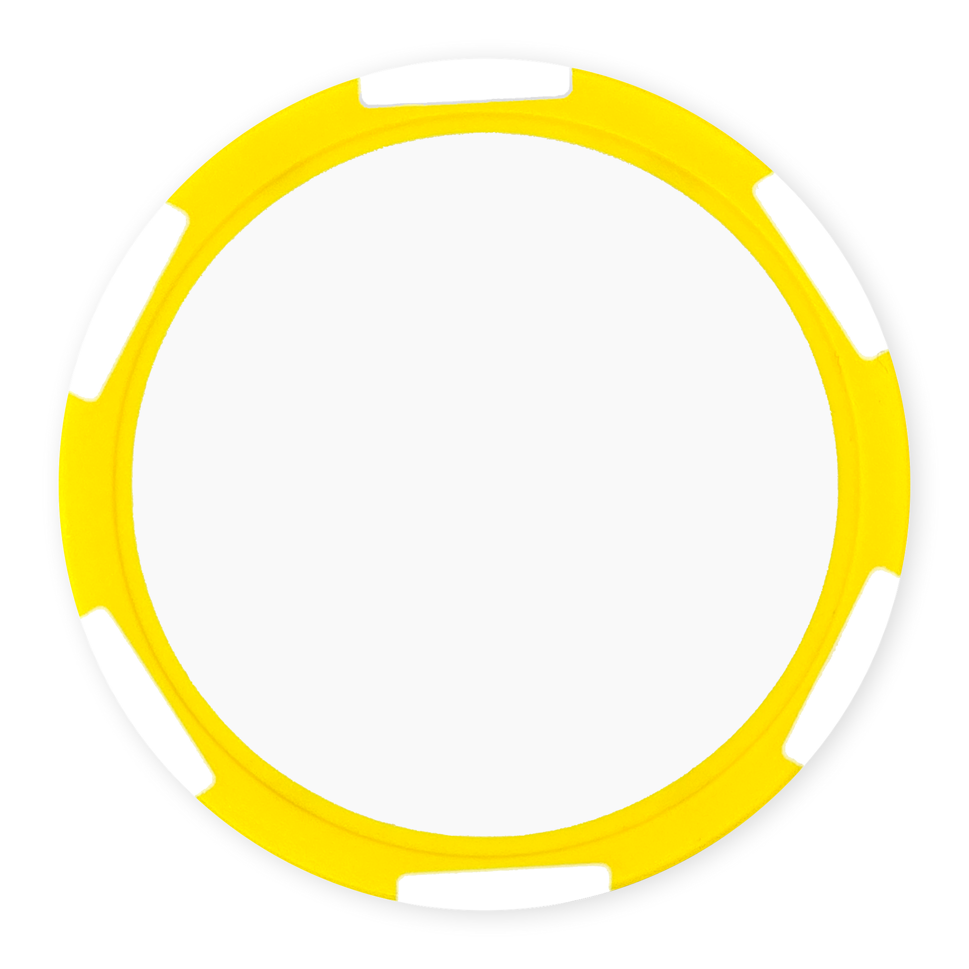 Yellow 11 gram clay composite poker chip with six stripes, UV direct print ready
