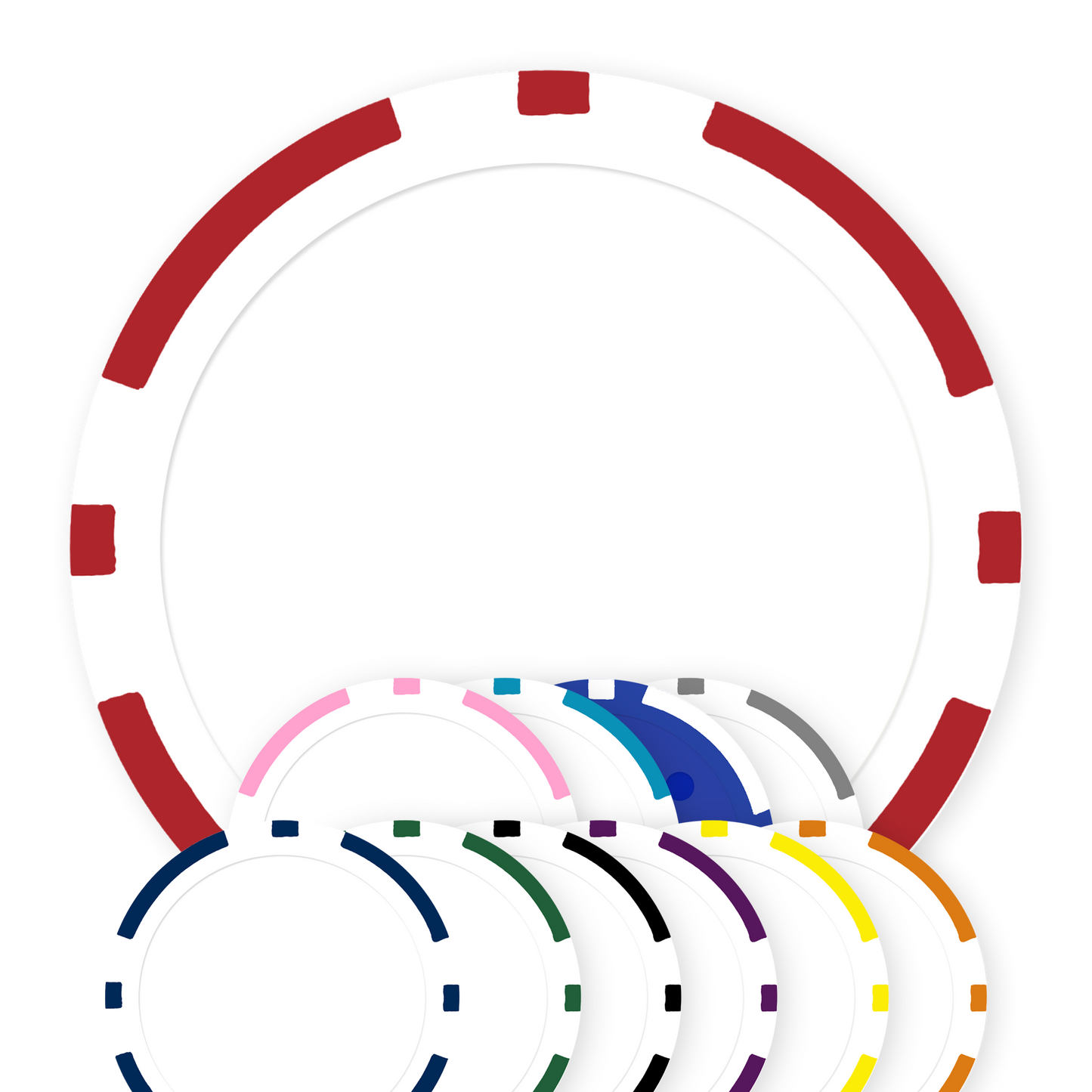 8-Stripe 11 .5 gram clay composite poker chips, UV direct print & insert ready