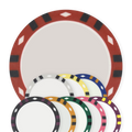 12-Stripe Blank Poker Chips Sample Pack – 13.5g – UV & Insert Ready – Multi-Color Set