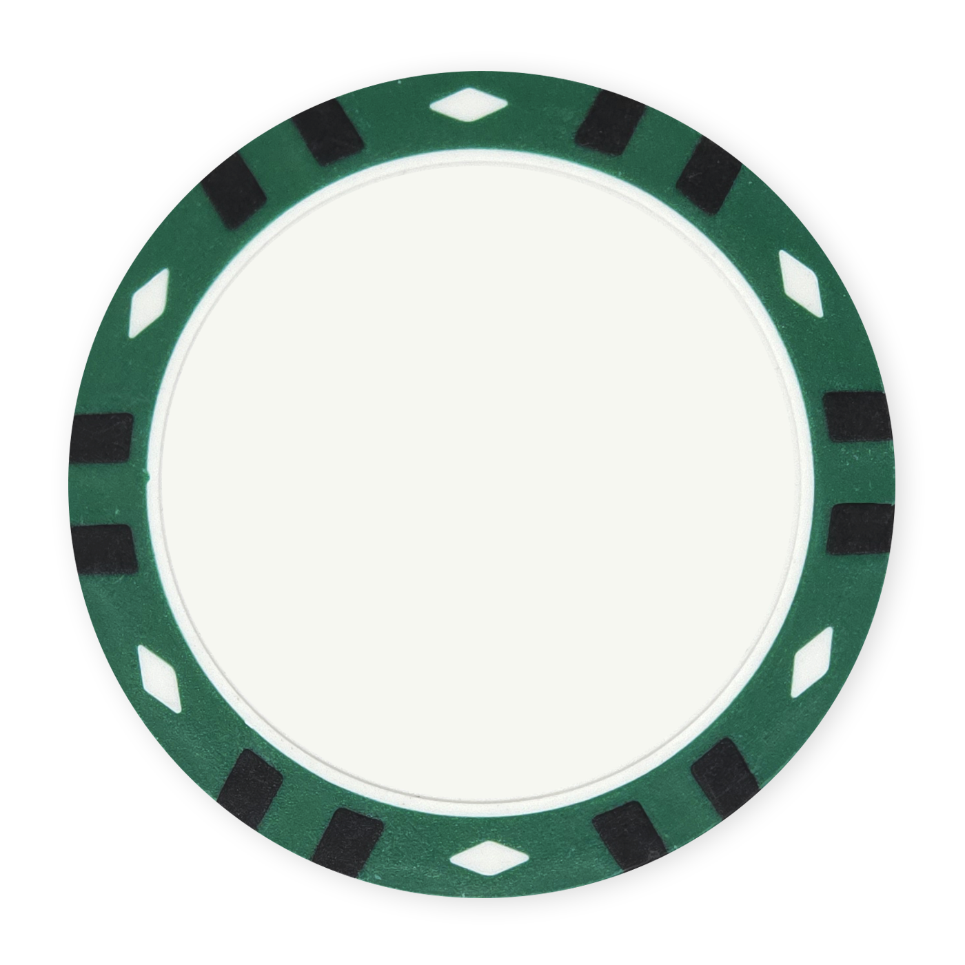 Green 13.5 gram clay composite 12-Stripe poker chip - Insert & UV ready
