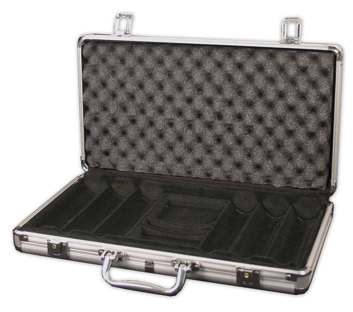 Aluminum poker chips case with room for 300 chips - Interior view