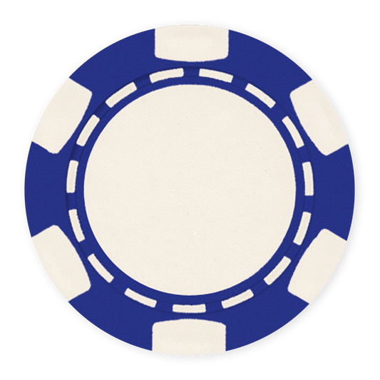 Blue 11 .5 gram clay composite poker chip with classic 6-spot design - UV direct print & foil-stamp ready