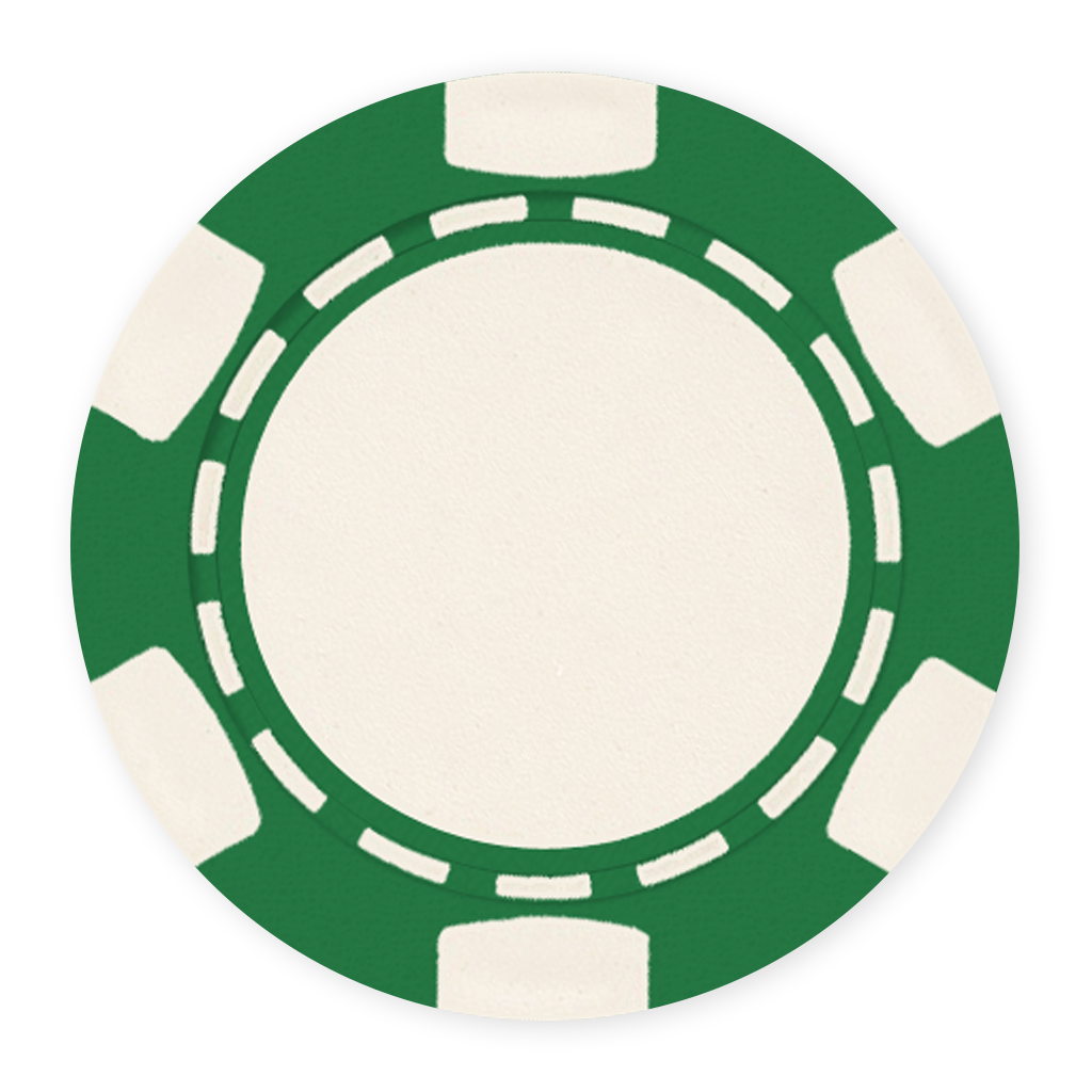 Green 11 .5 gram clay composite poker chip with classic 6-spot design - UV direct print & foil-stamp ready