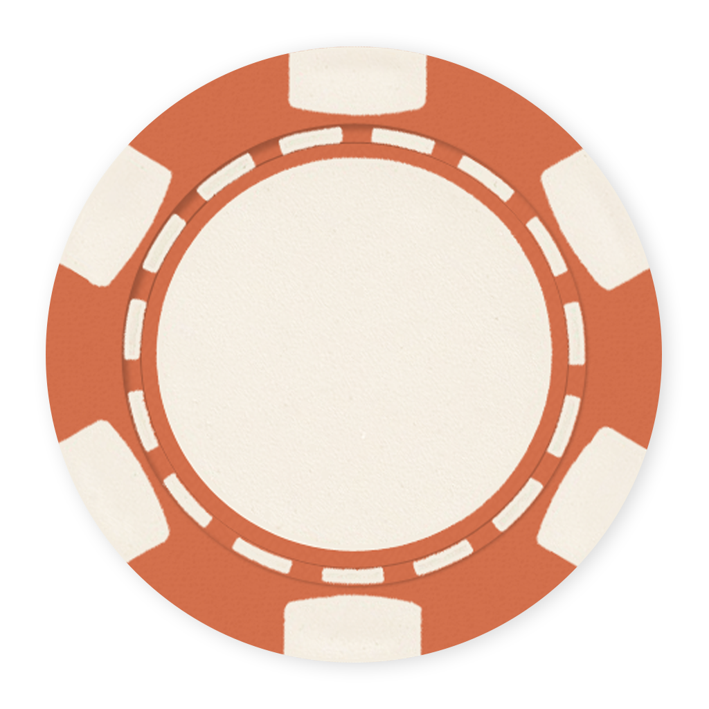 Orange chip with classic 6-spot design - UV direct print & foil-stamp ready