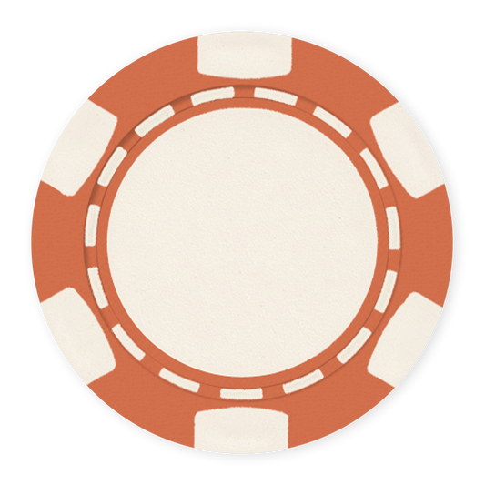 Orange chip with classic 6-spot design - UV direct print & foil-stamp ready