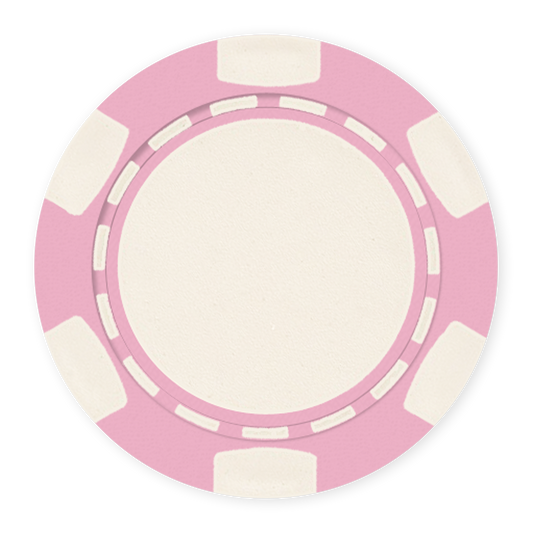 Pink 11 .5 gram clay composite poker chip with classic 6-spot design - UV direct print & foil-stamp ready