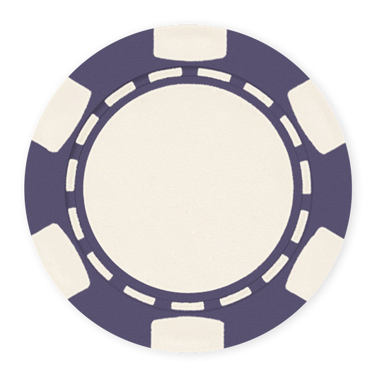 Purple 11 .5 gram clay composite poker chip with classic 6-spot design - UV direct print & foil-stamp ready