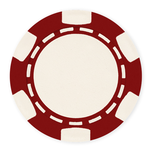 Red 11 .5 gram clay composite poker chip with classic 6-spot design - UV direct print & foil-stamp ready