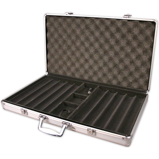 Interior view of 750 chip capacity aluminum poker chips case