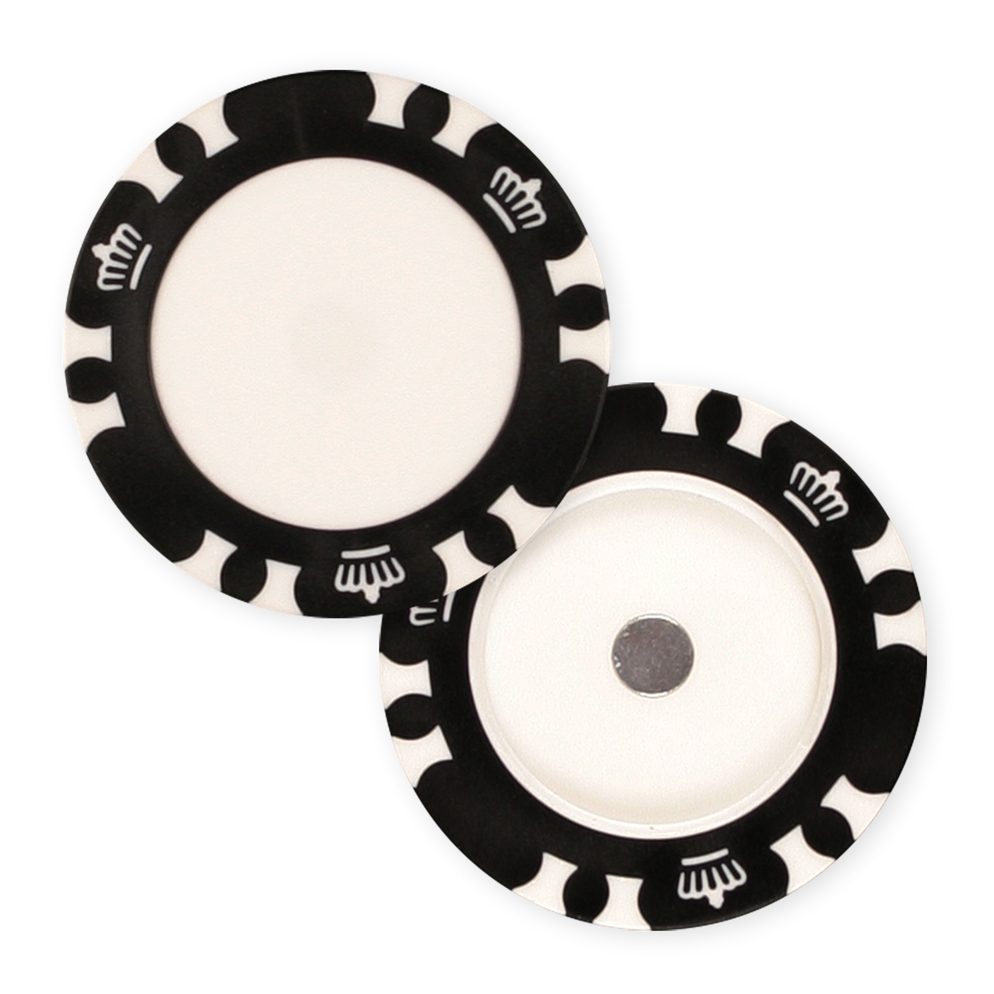 Magnetic black poker chip golf ball marker holder for UV print