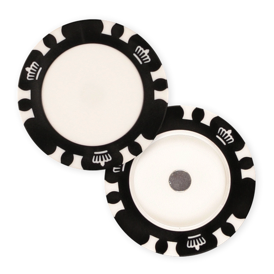 Magnetic black poker chip golf ball marker holder for UV print