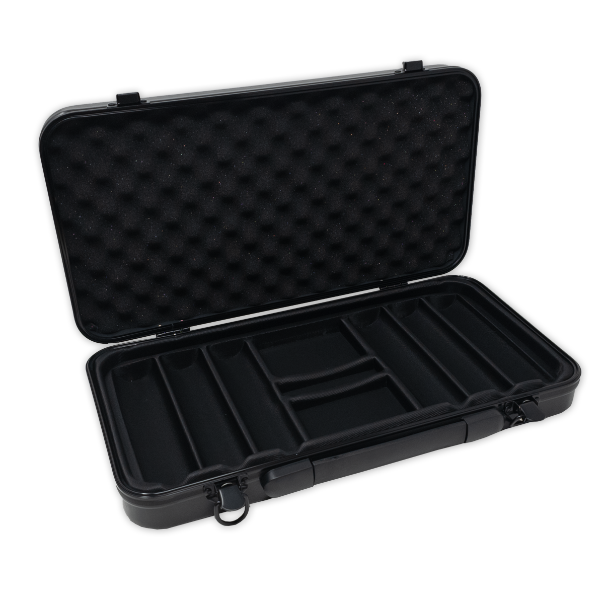 Interior view of ABS Polycarbonate poker chips case with room for 300 chips