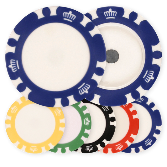 Magnetic poker chip golf ball marker holder for UV print - 5 colors